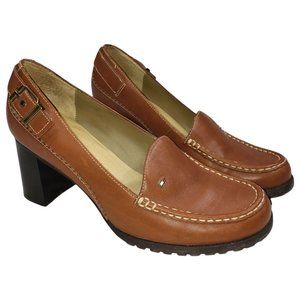 Tommy Hilfiger Vtg Y2K 90s Chunky Heel Womens Shoes Moc Toe High Heel Loafer